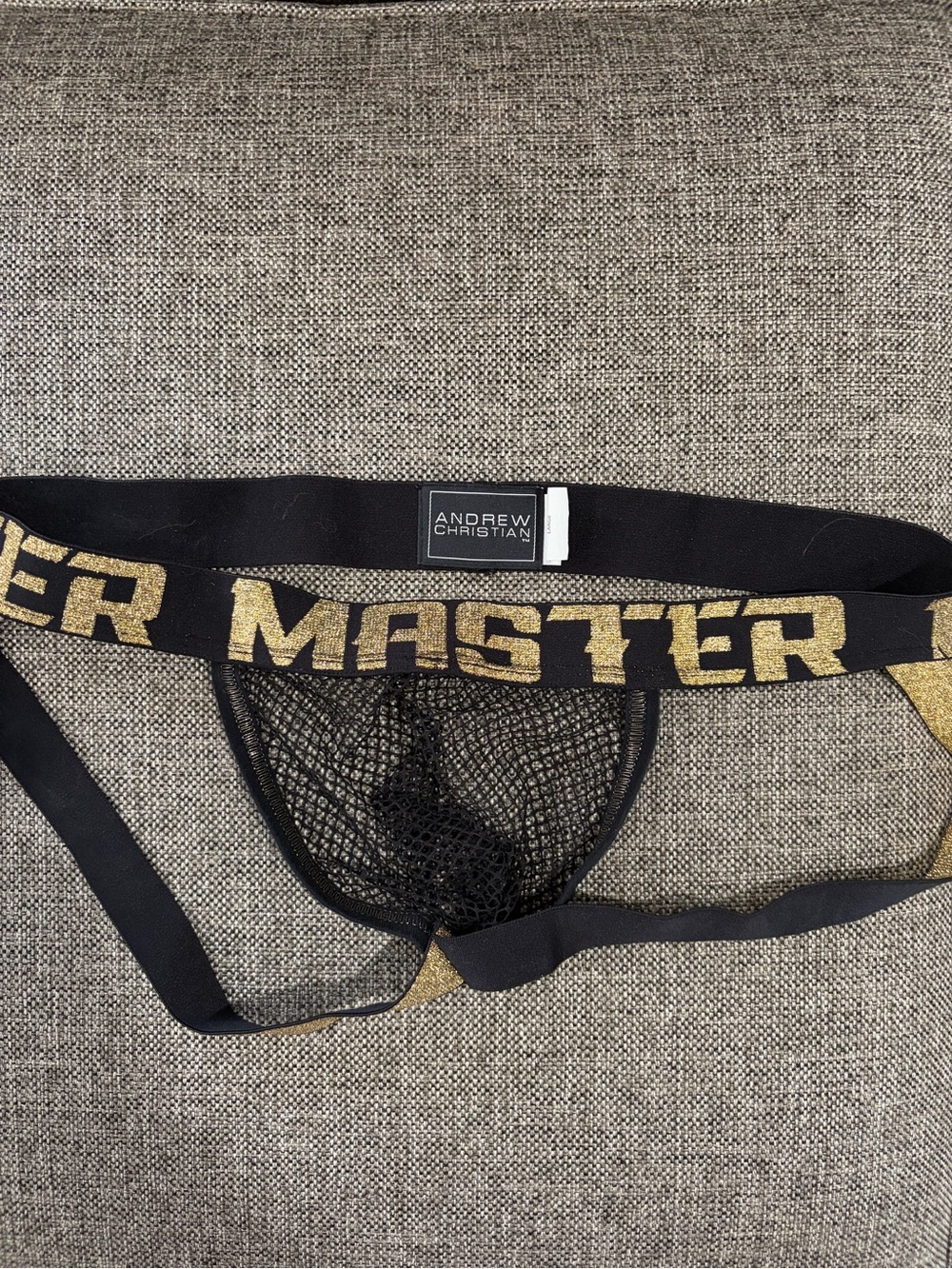 Andrew Christian Black & Gold 'Master' Mesh Jockstrap
